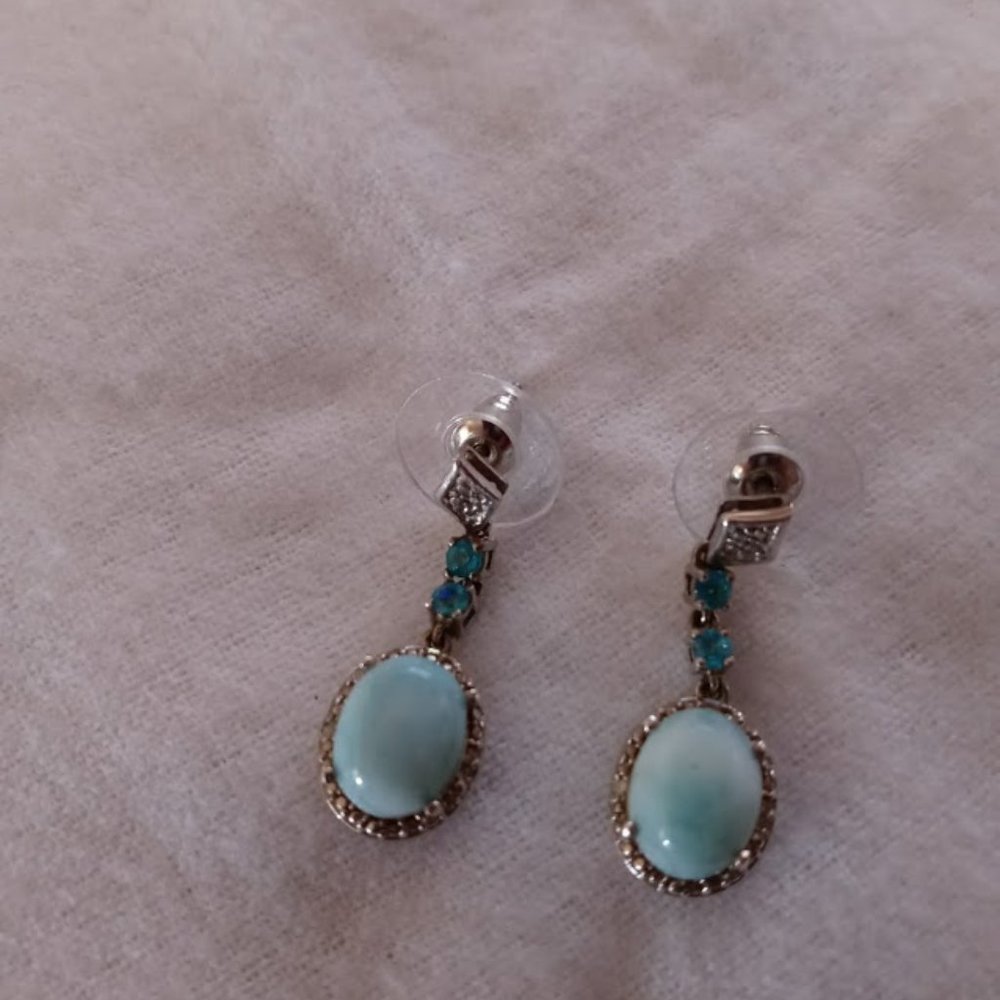 Genuine Larimar stone earrings